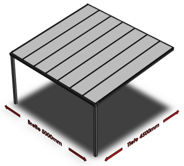 Preview: Überdachung mit VSG 8,76 mm matt, 5 x 4,5 m